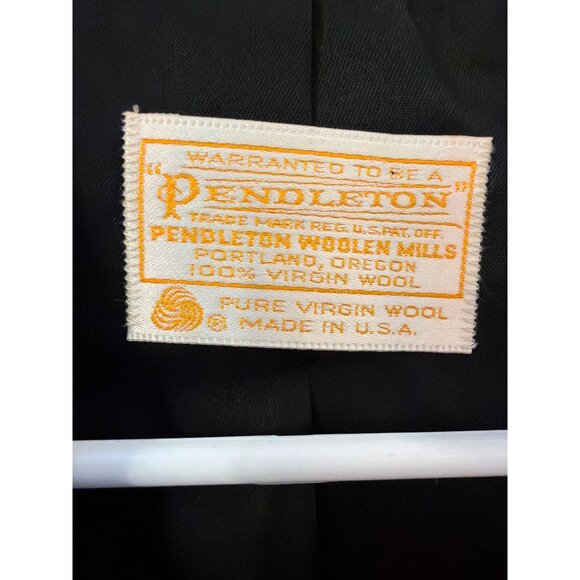 Pendleton Women 8 Vintage Wool Houndstooth Plaid Blazer Jacket Black White Yello - Picture 3 of 4